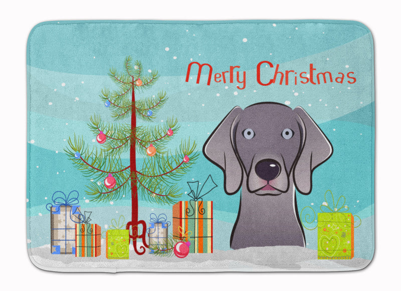 Christmas Tree and Weimaraner Machine Washable Memory Foam Mat BB1603RUG