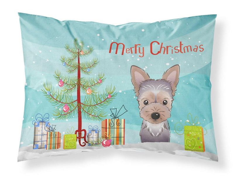 Christmas Tree and Yorkie Puppy Fabric Standard Pillowcase BB1604PILLOWCASE