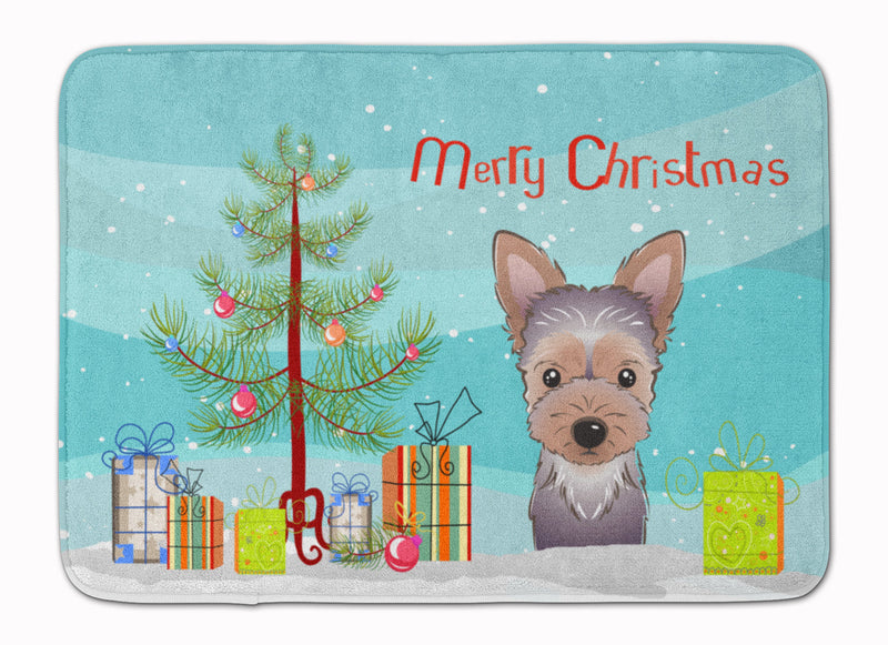 Christmas Tree and Yorkie Puppy Machine Washable Memory Foam Mat BB1604RUG