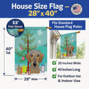 Christmas Tree and Wirehaired Dachshund House Flag 28x40 Porch Sleeve Pole Decorative Outside Yard Banner Artwork Wall Hanging, Polyester