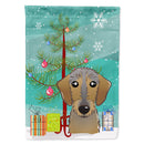 Christmas Tree and Wirehaired Dachshund House Flag 28x40 Porch Sleeve Pole Decorative Outside Yard Banner Artwork Wall Hanging, Polyester