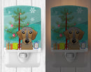 Christmas Tree and Wirehaired Dachshund Ceramic Night Light Compact, UL-Certified, Ideal for Bedroom, Bathroom, Nursery, Hallway, Kitchen, 6x4x3, Multicolor