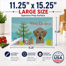 Christmas Tree and Wirehaired Dachshund Cutting Board Tempered Glass Kitchen Cutting Surface, Heat Resistant Chopping, Non-Slip Feet, Food Prep & Serving
