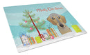 Christmas Tree and Wirehaired Dachshund Cutting Board Tempered Glass Kitchen Cutting Surface, Heat Resistant Chopping, Non-Slip Feet, Food Prep & Serving