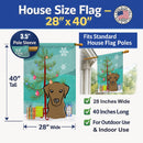 Christmas Tree and Chocolate Labrador House Flag 28x40 Porch Sleeve Pole Decorative Outside Yard Banner Artwork Wall Hanging, Polyester