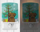 Christmas Tree and Chocolate Labrador Ceramic Night Light Compact, UL-Certified, Ideal for Bedroom, Bathroom, Nursery, Hallway, Kitchen, 6x4x3, Multicolor