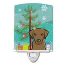 Christmas Tree and Chocolate Labrador Ceramic Night Light Compact, UL-Certified, Ideal for Bedroom, Bathroom, Nursery, Hallway, Kitchen, 6x4x3, Multicolor
