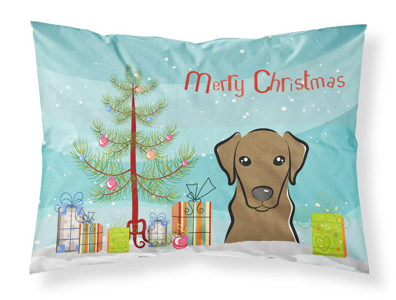 Christmas Tree and Chocolate Labrador Fabric Standard Pillowcase BB1606PILLOWCASE