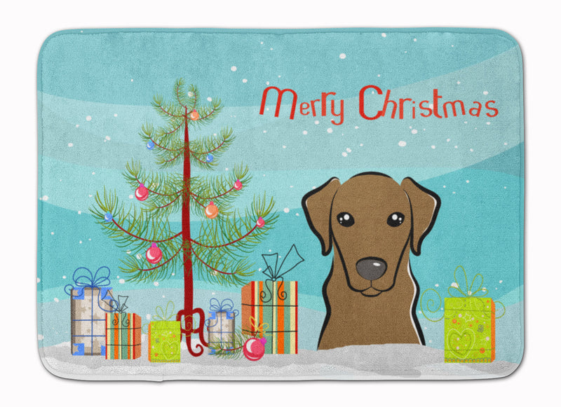 Christmas Tree and Chocolate Labrador Machine Washable Memory Foam Mat BB1606RUG