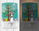 Christmas Tree and Italian Greyhound Ceramic Night Light Compact, UL-Certified, Ideal for Bedroom, Bathroom, Nursery, Hallway, Kitchen, 6x4x3, Multicolor