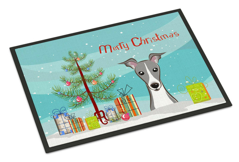 Christmas Tree and Italian Greyhound Indoor or Outdoor Mat 18x27 BB1608MAT