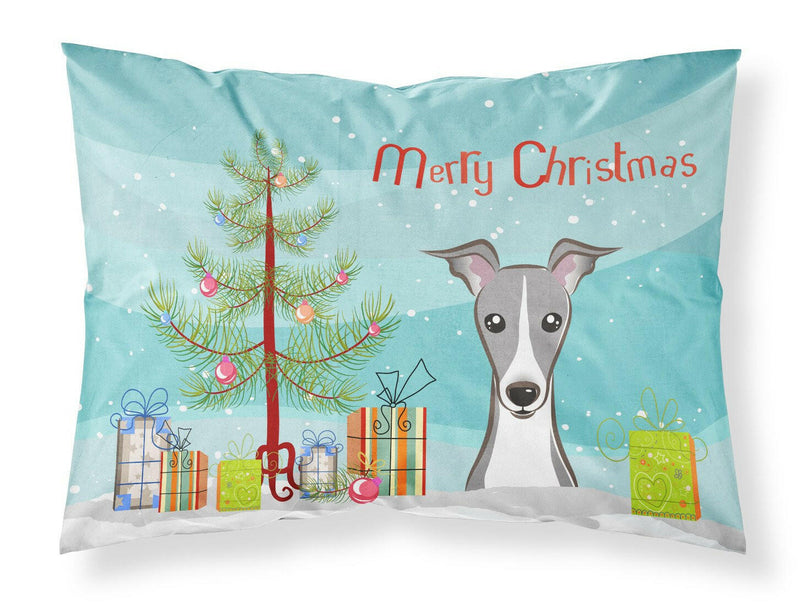 Christmas Tree and Italian Greyhound Fabric Standard Pillowcase BB1608PILLOWCASE