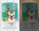 Christmas Tree and French Bulldog Ceramic Night Light Compact, UL-Certified, Ideal for Bedroom, Bathroom, Nursery, Hallway, Kitchen, 6x4x3, Multicolor