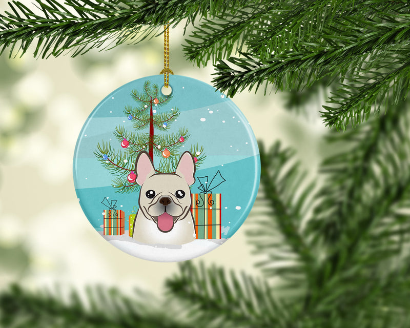 Christmas Tree and French Bulldog Ceramic Ornament BB1610CO1