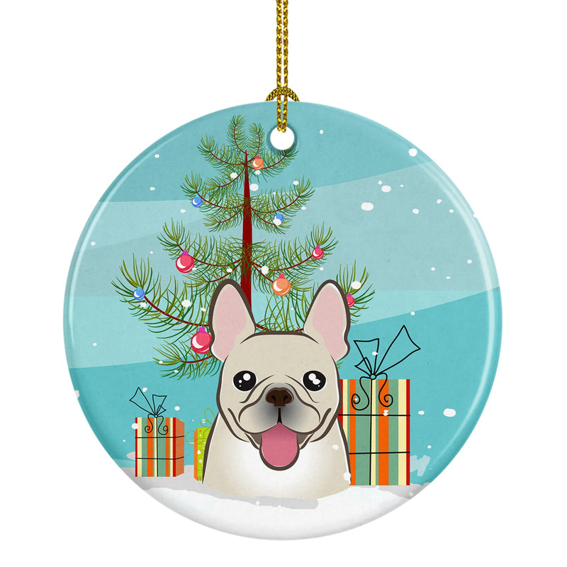 Christmas Tree and French Bulldog Ceramic Ornament BB1610CO1