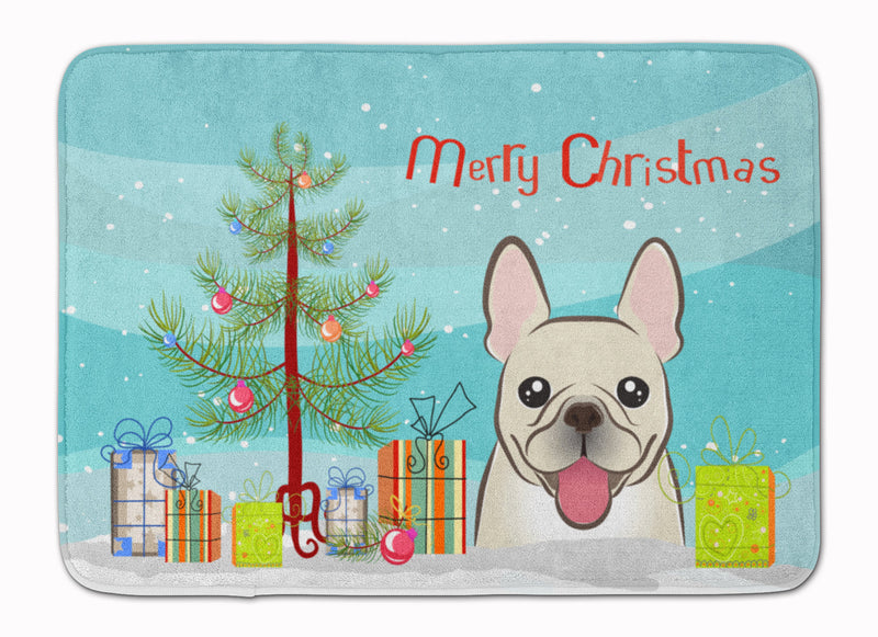 Christmas Tree and French Bulldog Machine Washable Memory Foam Mat BB1610RUG