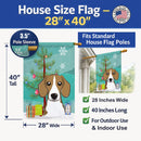 Christmas Tree and Beagle House Flag 28x40 Porch Sleeve Pole Decorative Outside Yard Banner Artwork Wall Hanging, Polyester