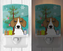 Christmas Tree and Beagle Ceramic Night Light Compact, UL-Certified, Ideal for Bedroom, Bathroom, Nursery, Hallway, Kitchen, 6x4x3, Multicolor