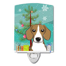 Christmas Tree and Beagle Ceramic Night Light Compact, UL-Certified, Ideal for Bedroom, Bathroom, Nursery, Hallway, Kitchen, 6x4x3, Multicolor
