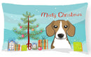 Christmas Tree and Beagle Decorative Throw Pillow 12x16 Indoor Outdoor Accent Cushion, Fabric Cover with Insert for Sofa, Bed, Porch & Living Room