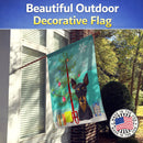 Christmas Tree and Min Pin House Flag 28x40 Porch Sleeve Pole Decorative Outside Yard Banner Artwork Wall Hanging, Polyester