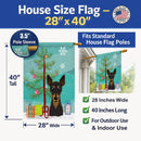 Christmas Tree and Min Pin House Flag 28x40 Porch Sleeve Pole Decorative Outside Yard Banner Artwork Wall Hanging, Polyester