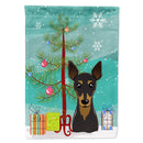 Christmas Tree and Min Pin House Flag 28x40 Porch Sleeve Pole Decorative Outside Yard Banner Artwork Wall Hanging, Polyester