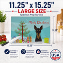 Christmas Tree and Min Pin Cutting Board Tempered Glass Kitchen Cutting Surface, Heat Resistant Chopping, Non-Slip Feet, Food Prep & Serving