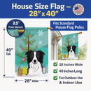 Christmas Tree and Border Collie House Flag 28x40 Porch Sleeve Pole Decorative Outside Yard Banner Artwork Wall Hanging, Polyester