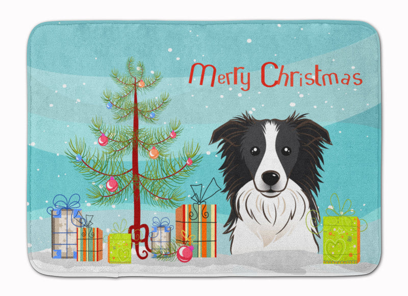 Christmas Tree and Border Collie Machine Washable Memory Foam Mat BB1613RUG