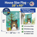 Christmas Tree and Sheltie House Flag 28x40 Porch Sleeve Pole Decorative Outside Yard Banner Artwork Wall Hanging, Polyester