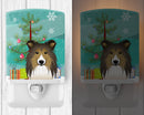 Christmas Tree and Sheltie Ceramic Night Light Compact, UL-Certified, Ideal for Bedroom, Bathroom, Nursery, Hallway, Kitchen, 6x4x3, Multicolor