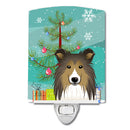 Christmas Tree and Sheltie Ceramic Night Light Compact, UL-Certified, Ideal for Bedroom, Bathroom, Nursery, Hallway, Kitchen, 6x4x3, Multicolor