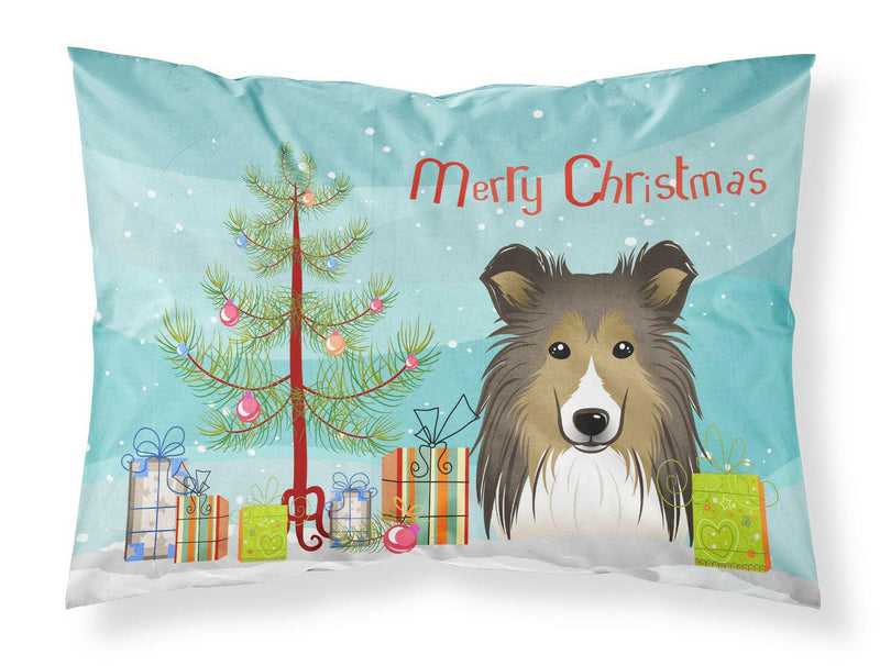 Christmas Tree and Sheltie Fabric Standard Pillowcase BB1614PILLOWCASE