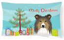 Christmas Tree and Sheltie Decorative Throw Pillow 12x16 Indoor Outdoor Accent Cushion, Fabric Cover with Insert for Sofa, Bed, Porch & Living Room