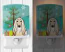 Christmas Tree and Afghan Hound Ceramic Night Light Compact, UL-Certified, Ideal for Bedroom, Bathroom, Nursery, Hallway, Kitchen, 6x4x3, Multicolor
