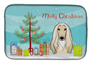 Christmas Tree and Afghan Hound Dish Drying Mat Absorbent Dish Drying Mat Pad for Kitchen Counter Dish Drainer Mat for Countertop, 14 x 21", Multicolor
