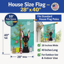 Christmas Tree and Doberman House Flag 28x40 Porch Sleeve Pole Decorative Outside Yard Banner Artwork Wall Hanging, Polyester