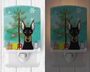 Christmas Tree and Doberman Ceramic Night Light Compact, UL-Certified, Ideal for Bedroom, Bathroom, Nursery, Hallway, Kitchen, 6x4x3, Multicolor