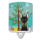 Christmas Tree and Doberman Ceramic Night Light Compact, UL-Certified, Ideal for Bedroom, Bathroom, Nursery, Hallway, Kitchen, 6x4x3, Multicolor