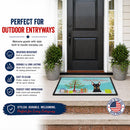 Christmas Tree and Doberman Doormat Indoor Outdoor 18H X 27W Front Door Mat Rugs for Entryway, Non Slip Washable