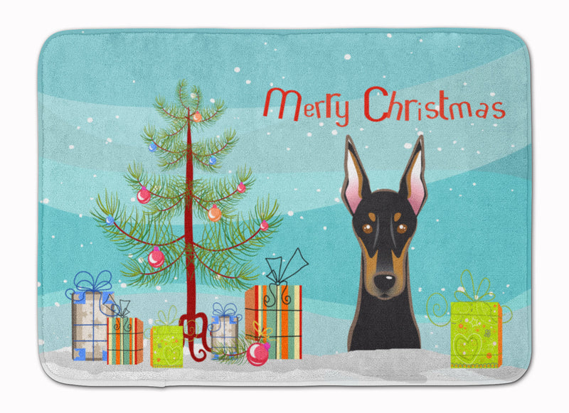 Christmas Tree and Doberman Machine Washable Memory Foam Mat BB1617RUG