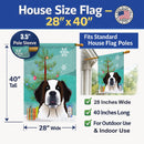 Christmas Tree and Saint Bernard House Flag 28x40 Porch Sleeve Pole Decorative Outside Yard Banner Artwork Wall Hanging, Polyester