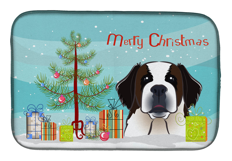 Christmas Tree and Saint Bernard Dish Drying Mat BB1618DDM