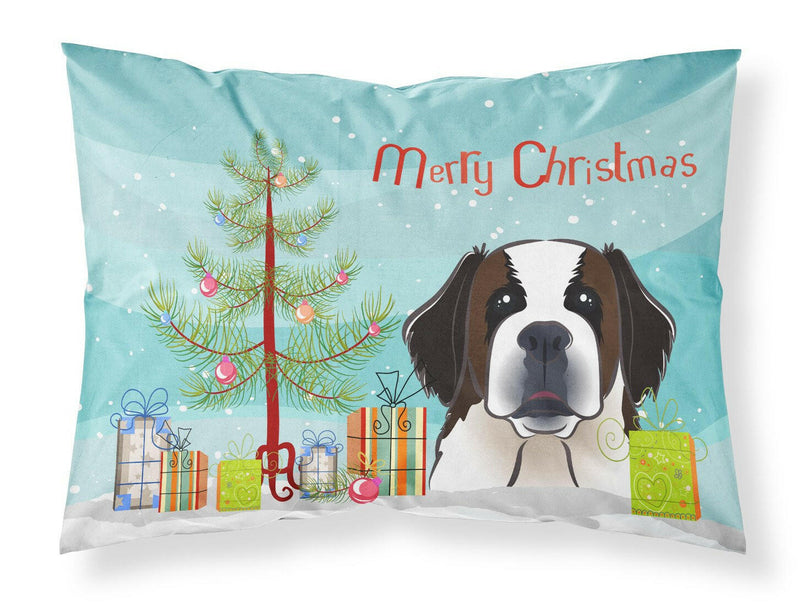 Christmas Tree and Saint Bernard Fabric Standard Pillowcase BB1618PILLOWCASE