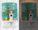 Christmas Tree and Wire Haired Fox Terrier Ceramic Night Light Compact, UL-Certified, Ideal for Bedroom, Bathroom, Nursery, Hallway, Kitchen, 6x4x3, Multicolor