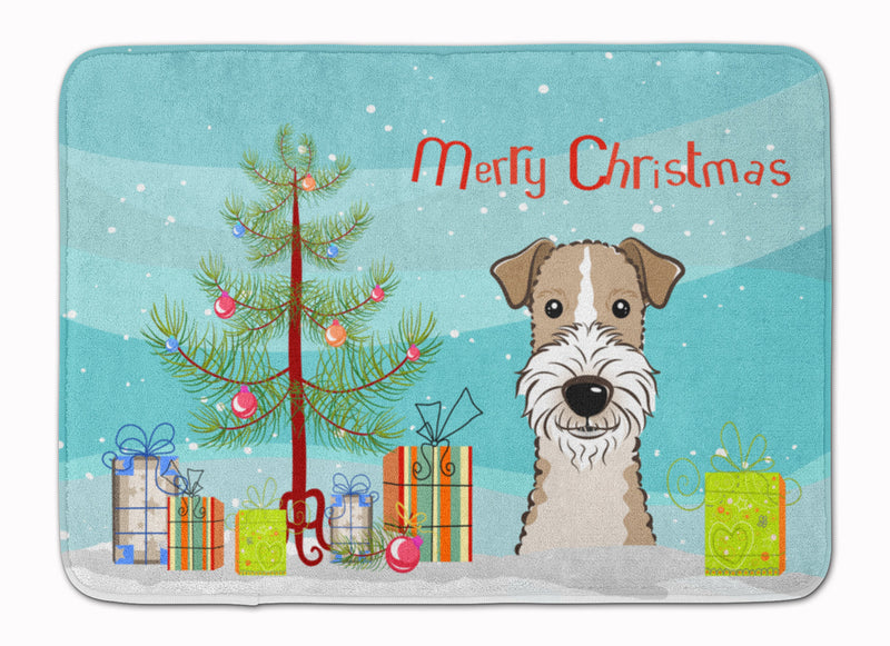 Christmas Tree and Wire Haired Fox Terrier Machine Washable Memory Foam Mat BB1619RUG