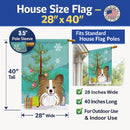 Christmas Tree and Papillon House Flag 28x40 Porch Sleeve Pole Decorative Outside Yard Banner Artwork Wall Hanging, Polyester