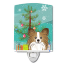 Christmas Tree and Papillon Ceramic Night Light Compact, UL-Certified, Ideal for Bedroom, Bathroom, Nursery, Hallway, Kitchen, 6x4x3, Multicolor
