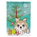 Christmas Tree and Chihuahua House Flag 28x40 Porch Sleeve Pole Decorative Outside Yard Banner Artwork Wall Hanging, Polyester
